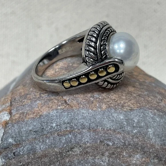 EFFY Sterling Silver/18K Yellow Gold 10mm Freshwater Pearl Ring, Size 6.5